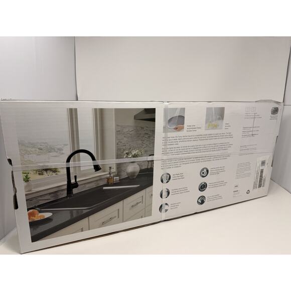 KOHLER Tyne Single-Handle Pull-Down Sprayer Kitchen Faucet in Matte Black - Picture 7 of 8